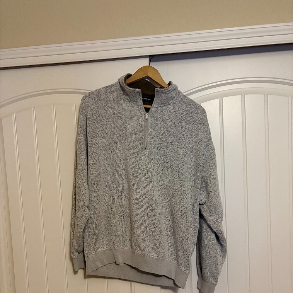 Orvis 1/4 Zip Lightweight Mock-Neck Long Sleeves Sweater Men's Size Medium Gray